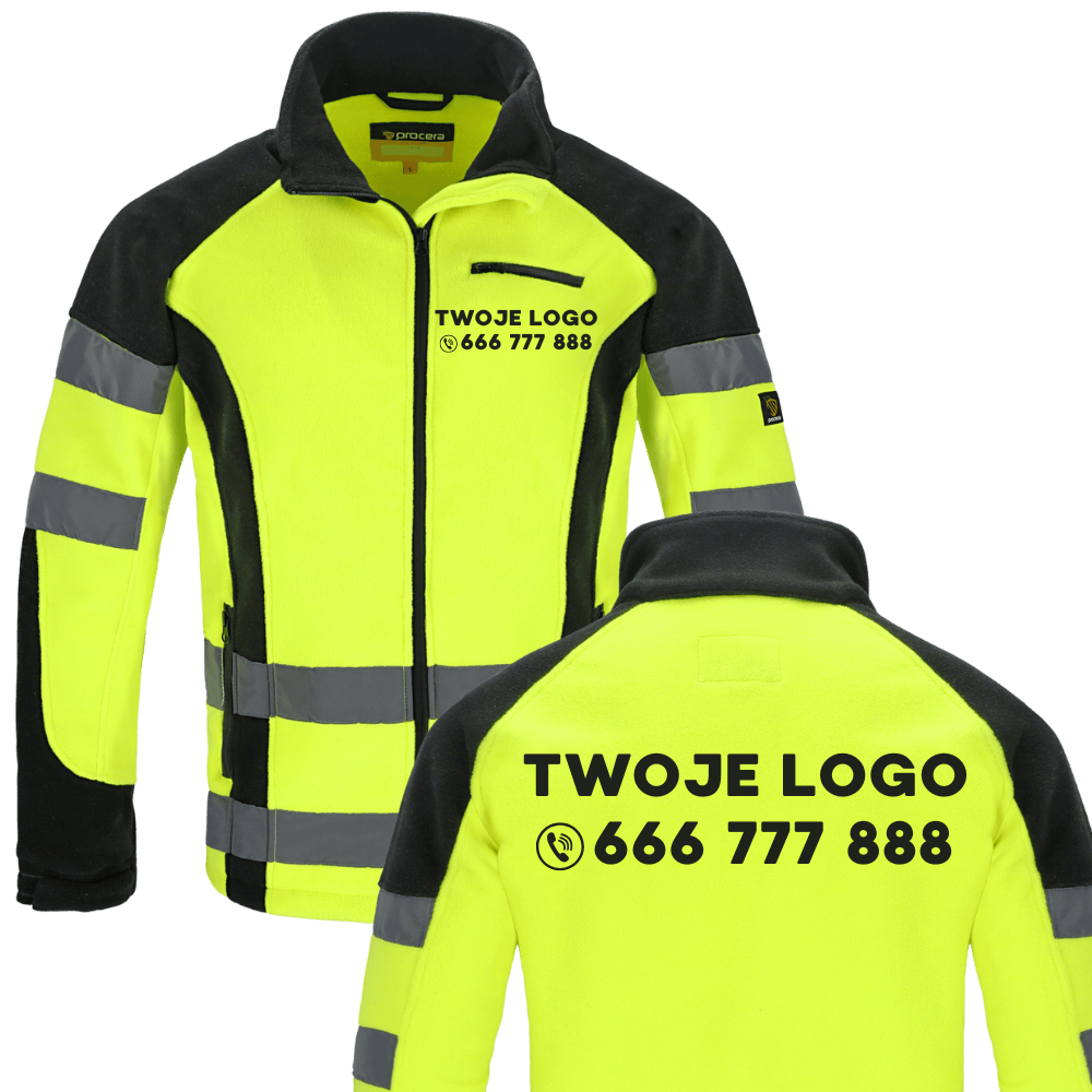 Polar roboczy odblaskowy z nadrukiem logo firmy — Sniper 300 g/m² regulacja rękawów rzep odzież firmowa