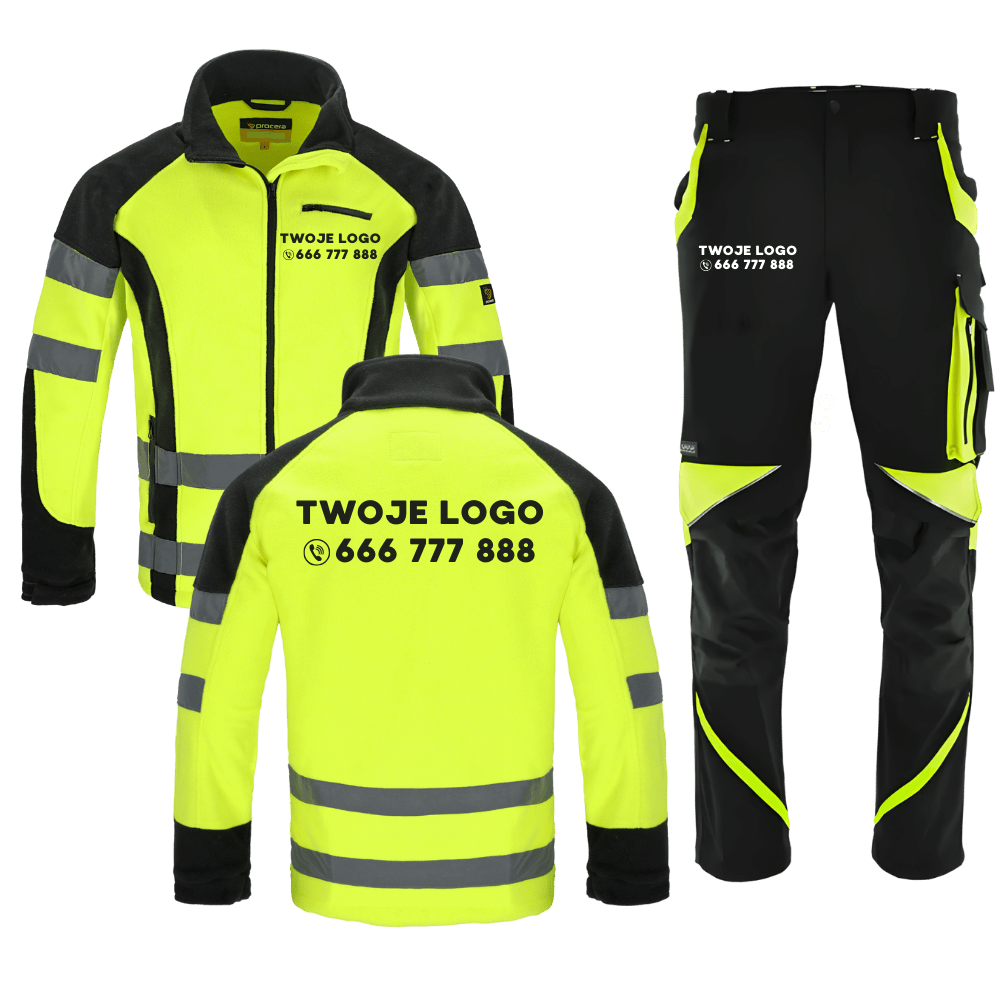 Komplet roboczy z nadrukiem Neoflex + polar odblaskowy Sniper — canva stretch 260 g/m², polar 300 g/m², logo firmy