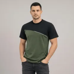 Koszulka robocza Comfort Plus oliwkowo-czarna — 100% bawełna 180 g/m², kontrastowe rękawy, paski refleksyjne