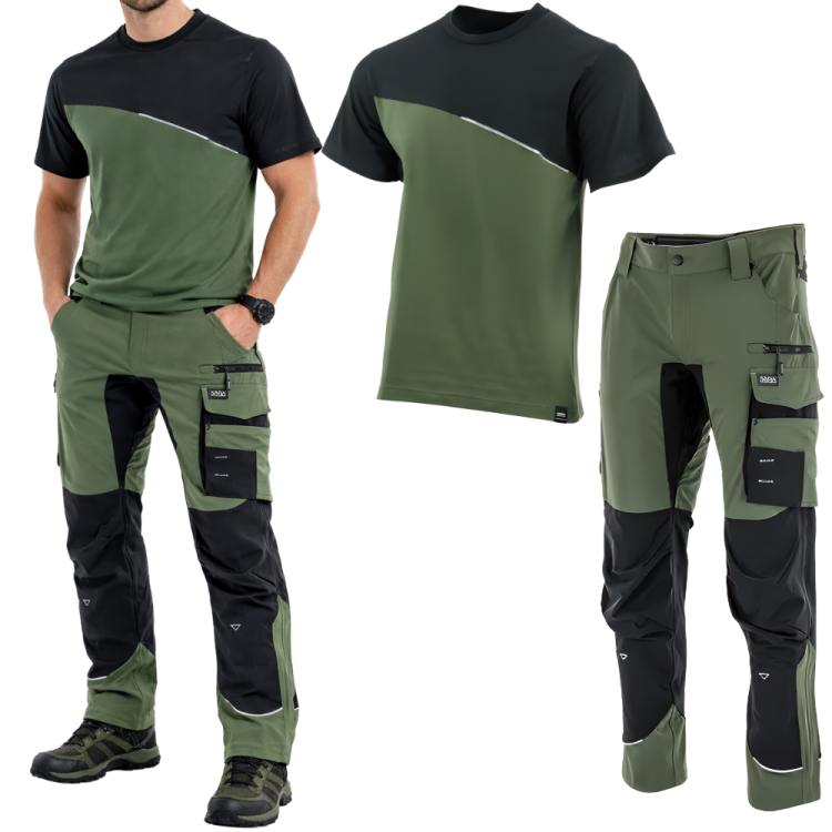 Elastyczne ubranie robocze komplet z koszulką i spodniami