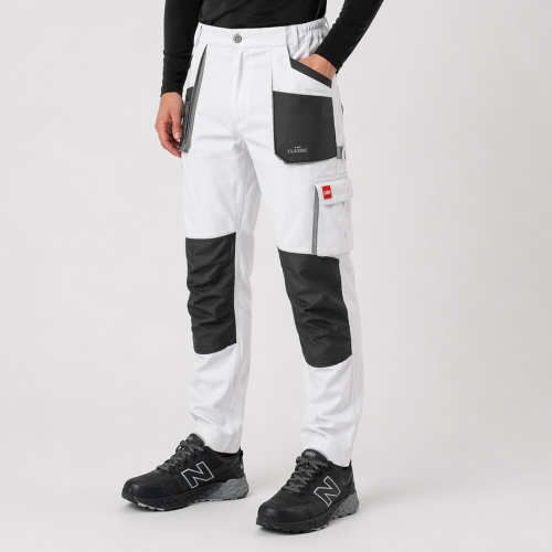 Spodnie robocze elastyczne białe malarskie Stretch slim