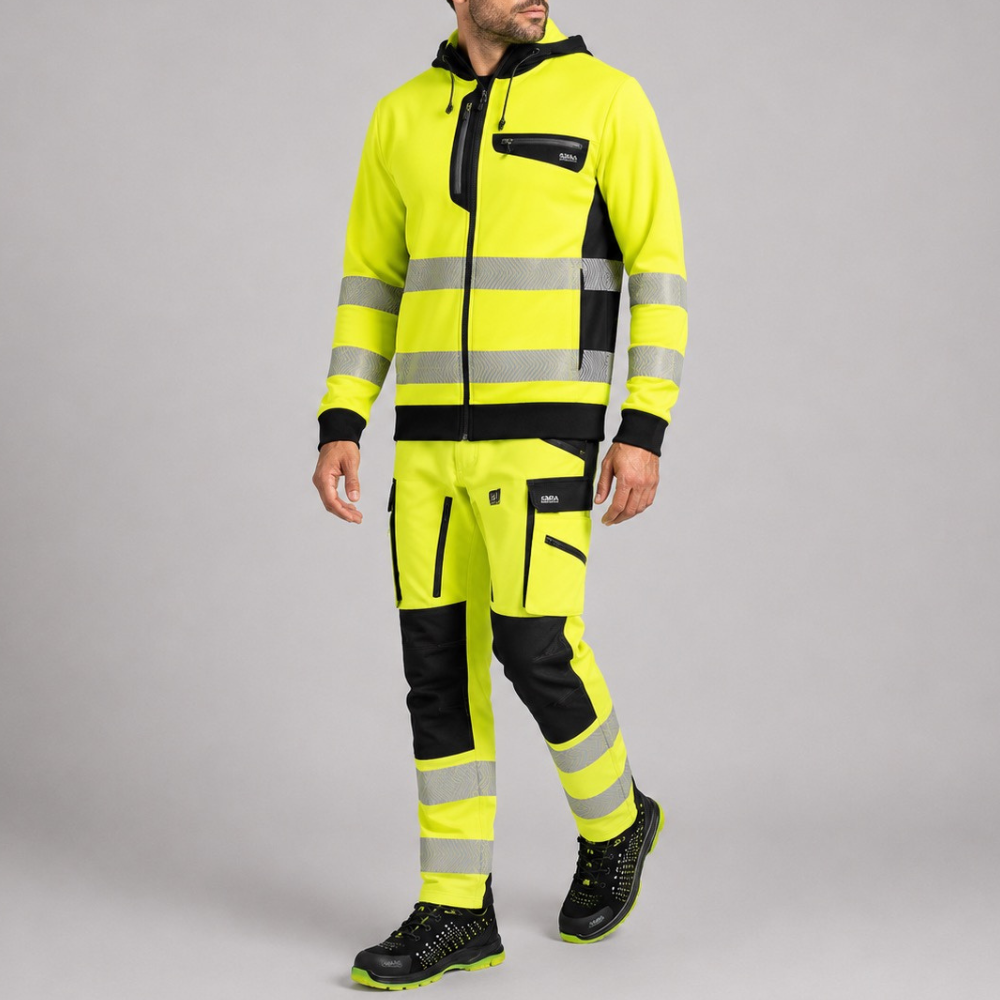 Ubranie robocze odblaskowe Drogowiec Comfort — komplet bluza z kapturem + spodnie EN ISO 20471 Klasa 2
