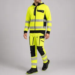 Ubranie robocze odblaskowe EN ISO 20471 Klasa 2 — komplet bluza z kapturem + spodnie Drogowiec Comfort