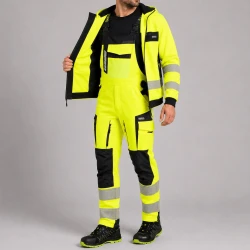 Ubranie robocze odblaskowe EN ISO 20471 Klasa 2 — komplet bluza z kapturem + ogrodniczki Drogowiec Comfort