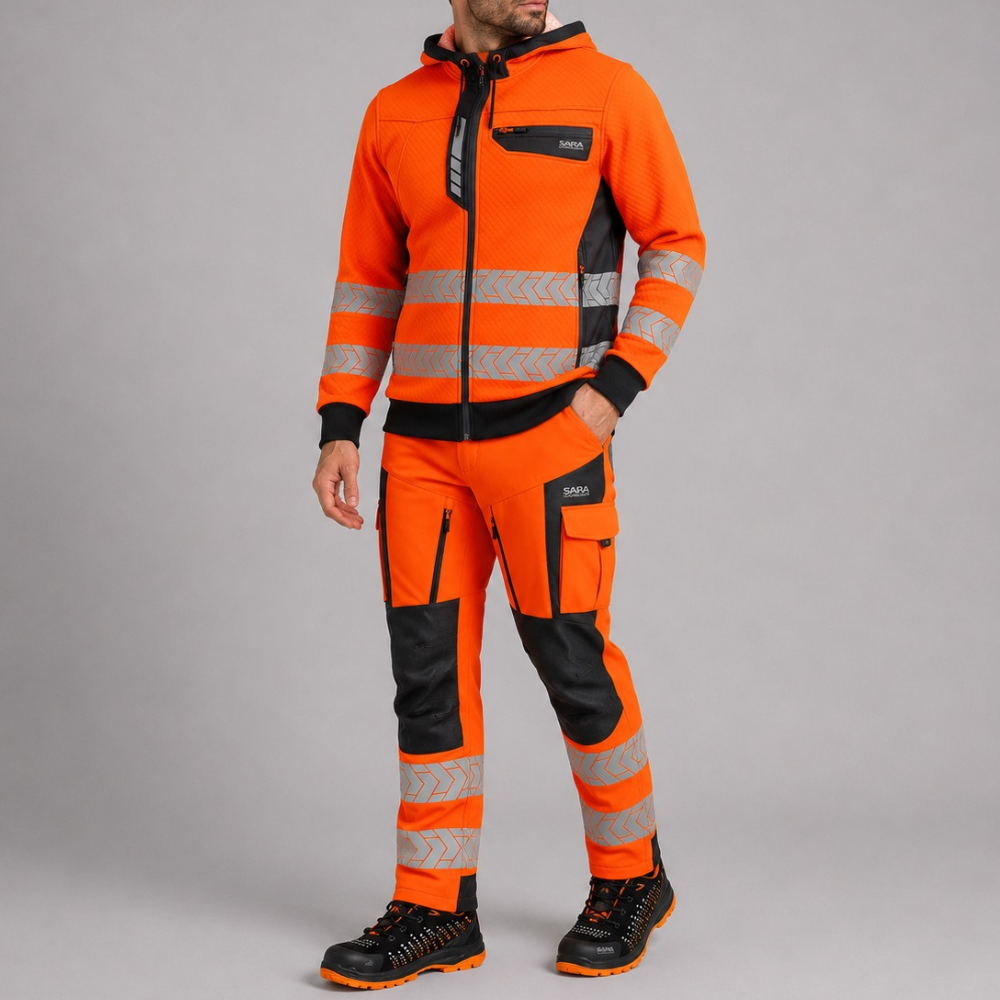 Ubranie robocze odblaskowe Drogowiec Comfort — komplet bluza z kapturem + spodnie EN ISO 20471 Klasa 2