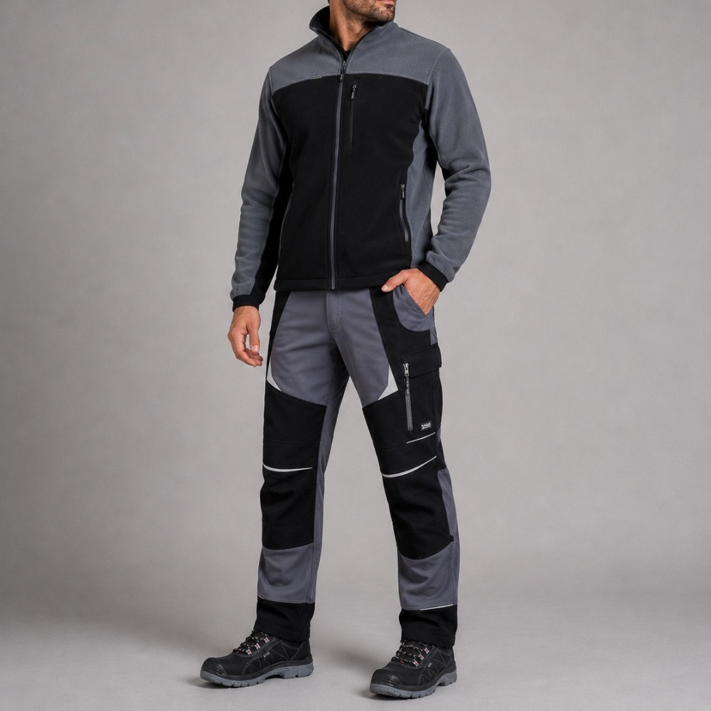 Ubranie robocze elastyczne — komplet spodnie bawełniane Cottonflex + polar roboczy Comfort Plus 350 g/m²