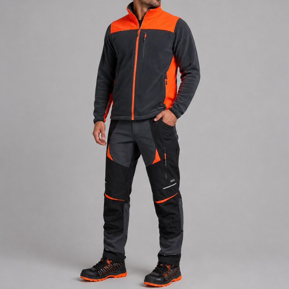 Ubranie robocze elastyczne — komplet spodnie bawełniane Cottonflex + polar roboczy Comfort Plus 350 g/m²