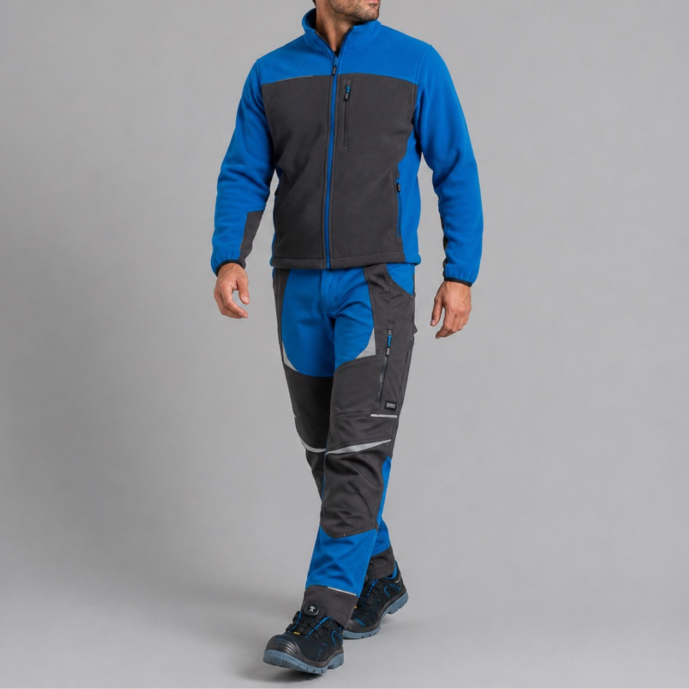 Ubranie robocze elastyczne — komplet spodnie bawełniane Cottonflex + polar roboczy Comfort Plus 350 g/m²