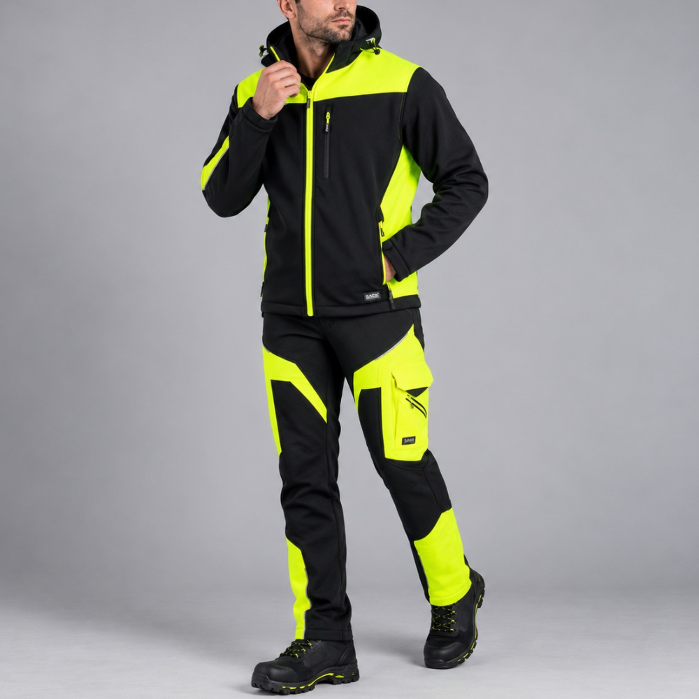 Ubranie robocze wiatroszczelne na wiosnę i jesień — komplet kurtka softshell Comfort Plus + spodnie softshell Comfort Winter