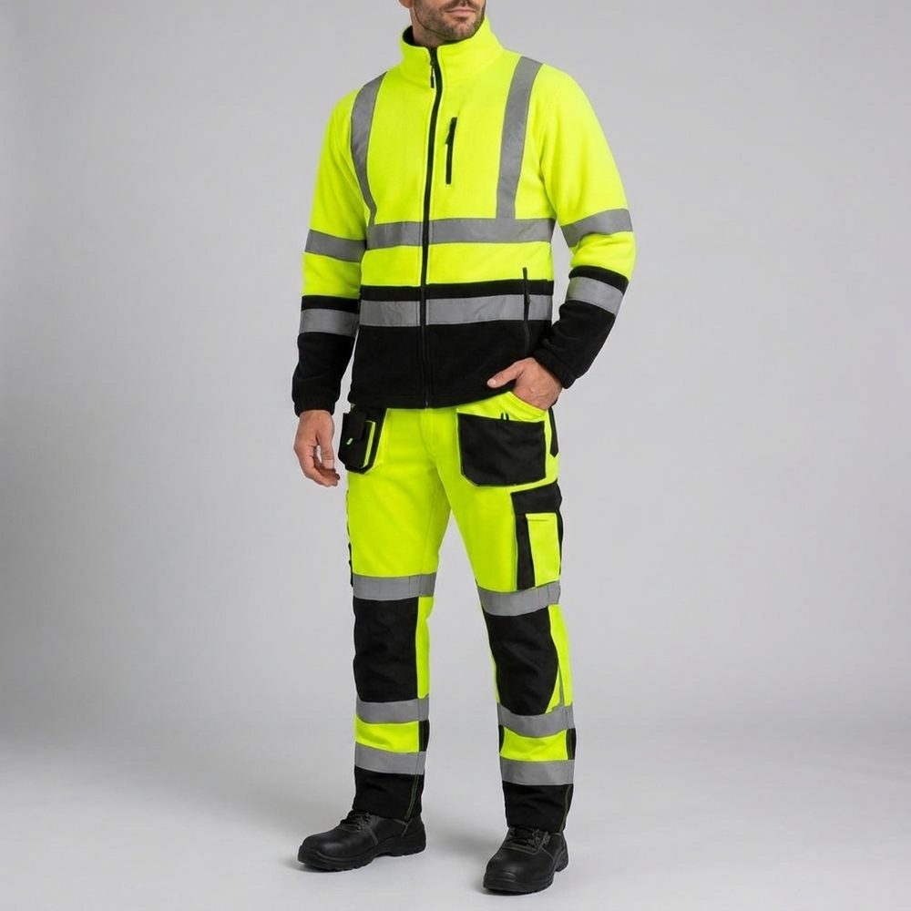 Ubranie robocze odblaskowe EN ISO 20471 klasa 2 — komplet spodnie Flash + polar REF 400 g/m²