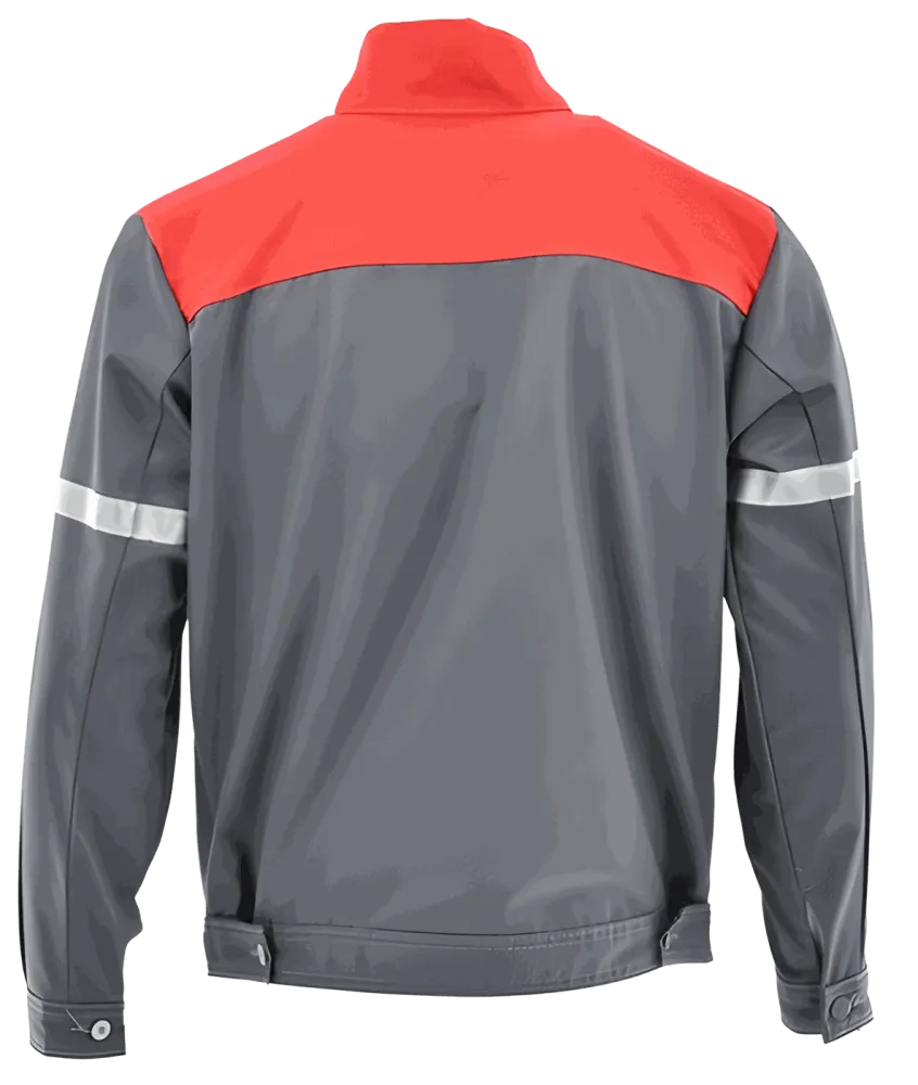 Bluza robocza antyelektrostatyczna Piorun EN 1149-5 — szaro-czerwona, do stref ATEX