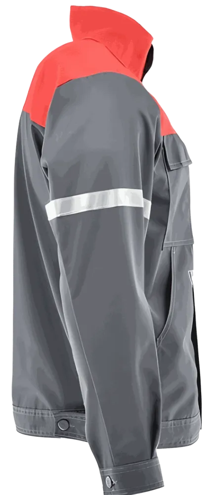 Bluza robocza antyelektrostatyczna Piorun EN 1149-5 — szaro-czerwona, do stref ATEX
