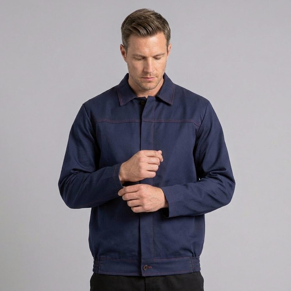 Bluza spawalnicza Spawacz Standard — trudnopalna 100% bawełna, EN ISO 11611 Klasa 1, granatowa