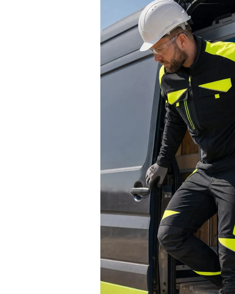 Bluza robocza Neoflex z nadrukiem logo firmy — elastyczna, czarna z żółtymi wstawkami