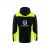 Kurtka softshell Comfort Plus z nadrukiem logo firmy — z kapturem, czarna z żółtymi wstawkami
