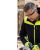 Kurtka softshell Comfort Plus z nadrukiem logo firmy — z kapturem, czarna z żółtymi wstawkami