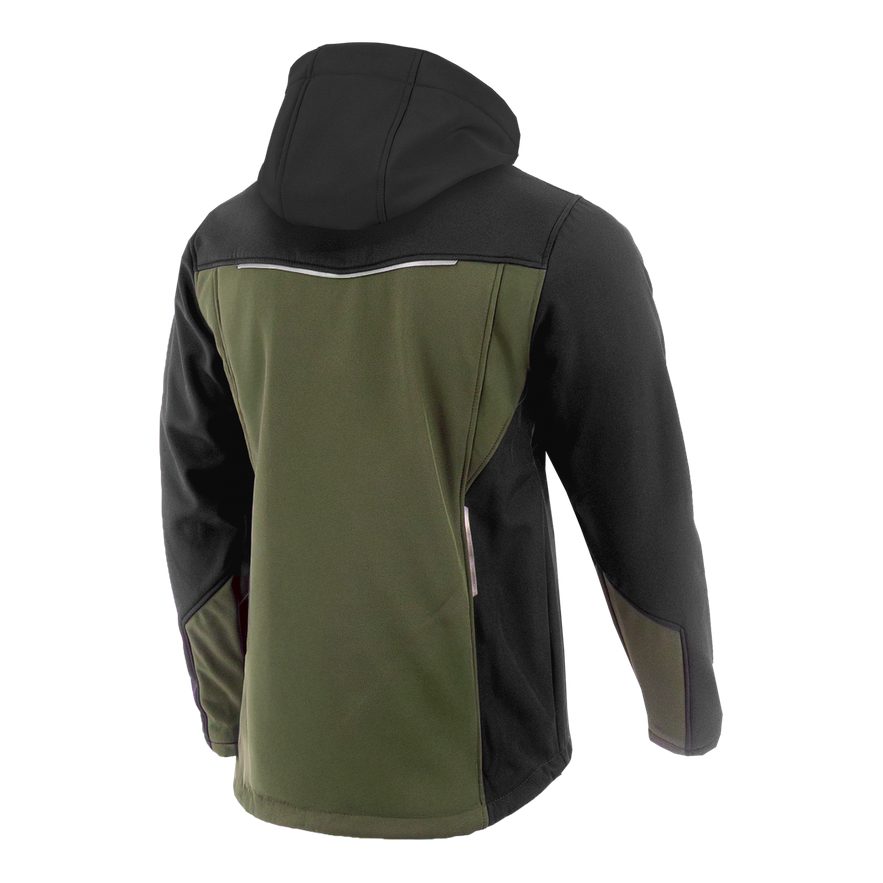 Kurtka softshell Comfort Plus z nadrukiem logo firmy — z kapturem, oliwkowo-czarna