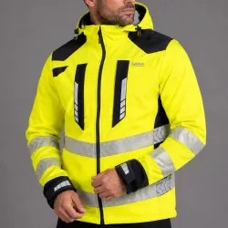 Kurtka softshell robocza odblaskowa EN ISO 20471 Klasa 3 — Drogowiec Comfort 10 000 mm nylon na ramionach