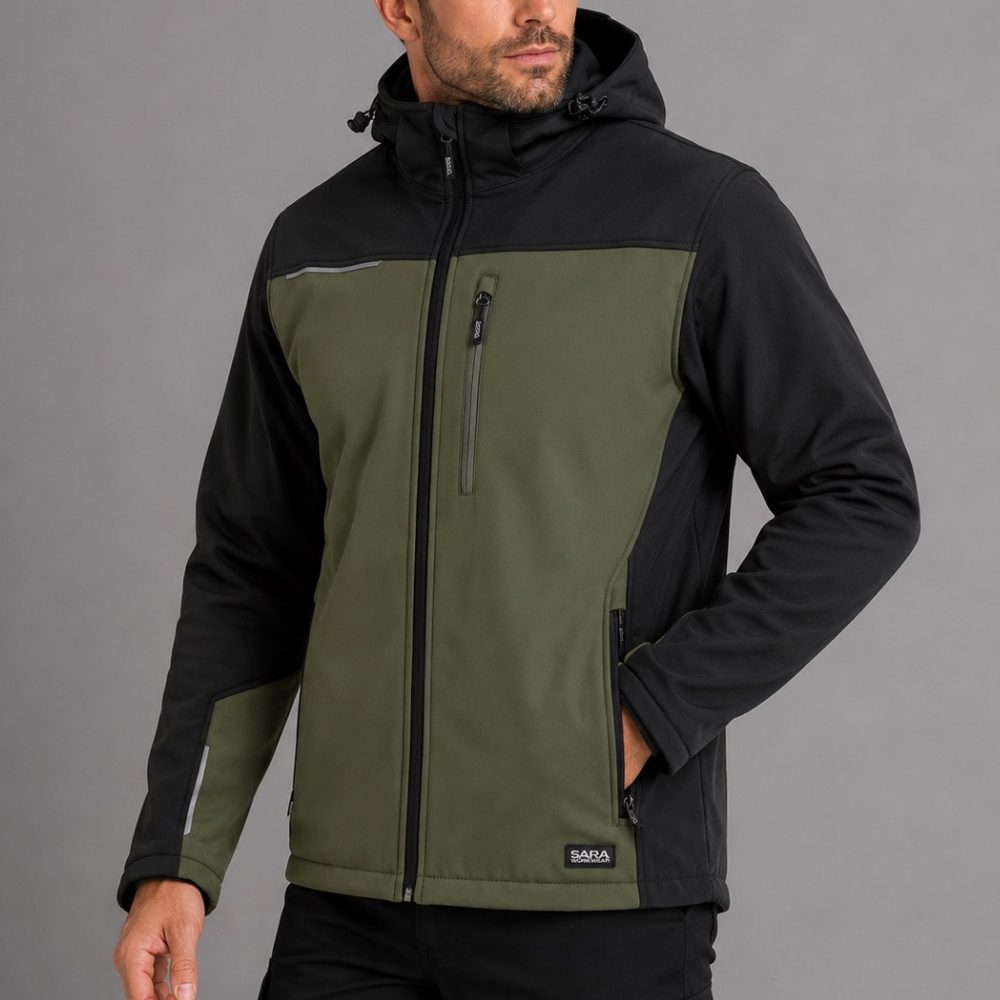 Kurtka softshell robocza wiatroszczelna wodoodporna — Comfort Plus z wentylacją pod pachami i otworem na kciuk