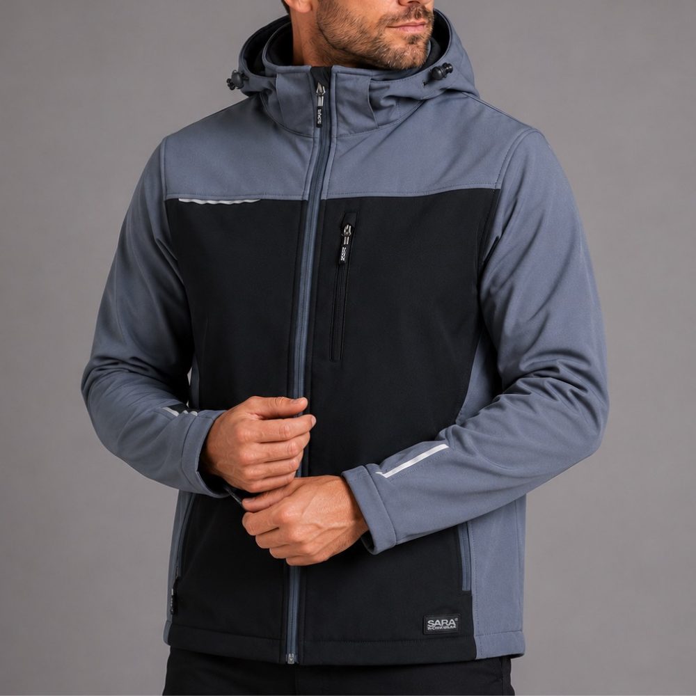 Kurtka softshell robocza wiatroszczelna wodoodporna — Comfort Plus z wentylacją pod pachami i otworem na kciuk