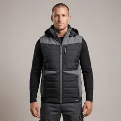 Kamizelka robocza pikowana hybrydowa Comfort Plus czarno-szara