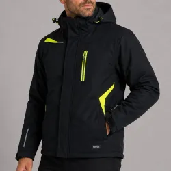Kurtka robocza zimowa ocieplana 3-warstwowa — Comfort Winter czarno-żółta polar 180 g/m² wiatroszczelna