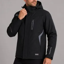 Kurtka robocza zimowa ocieplana 3-warstwowa czarno-szara — Comfort Winter polar 180 g/m² wiatroszczelna