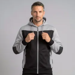 Bluza robocza z kapturem rozpinana Comfort Plus — dresowa 350 g/m², szaro-czarna