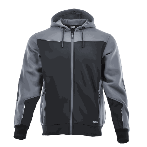 Bluza robocza z kapturem rozpinana Comfort Plus — dresowa 350 g/m², szaro-czarna