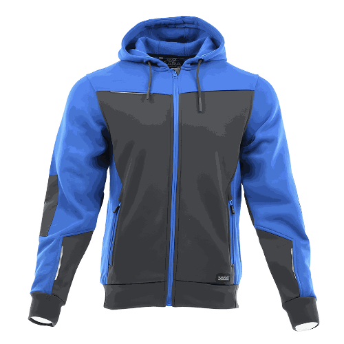 Bluza robocza z kapturem rozpinana Comfort Plus — dresowa 350 g/m², grafitowo-niebieska