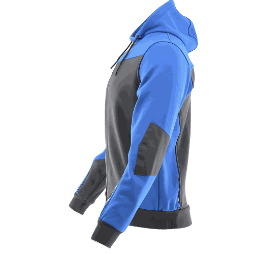 Bluza robocza z kapturem rozpinana Comfort Plus — dresowa 350 g/m², grafitowo-niebieska
