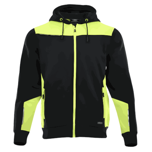 Bluza robocza z kapturem rozpinana Comfort Plus — dresowa 350 g/m², czarno-żółta