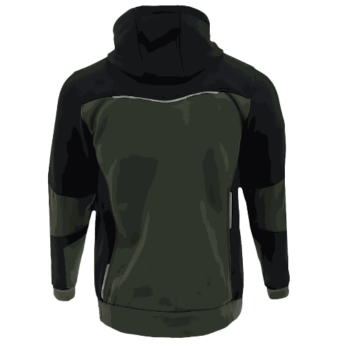 Bluza robocza z kapturem rozpinana Comfort Plus — dresowa 350 g/m², oliwkowo-czarna