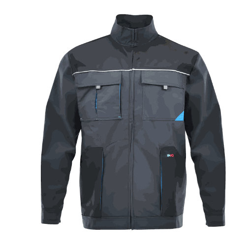 Bluza robocza rip-stop Rambo — szara z niebieskimi wstawkami, 230 g/m², 4 kieszenie