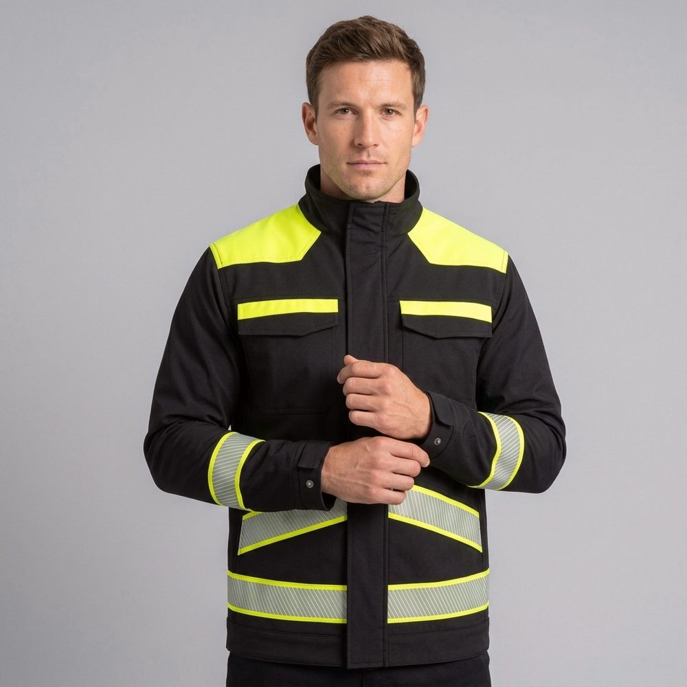 Bluza robocza elastyczna Actiflex Neo — czarna z żółtymi wstawkami hi-vis, stretch 250 g/m²
