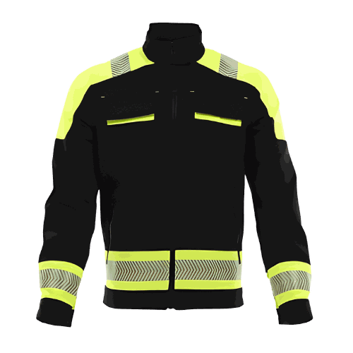 Bluza robocza elastyczna Actiflex Neo — czarna z żółtymi wstawkami hi-vis, stretch 250 g/m²