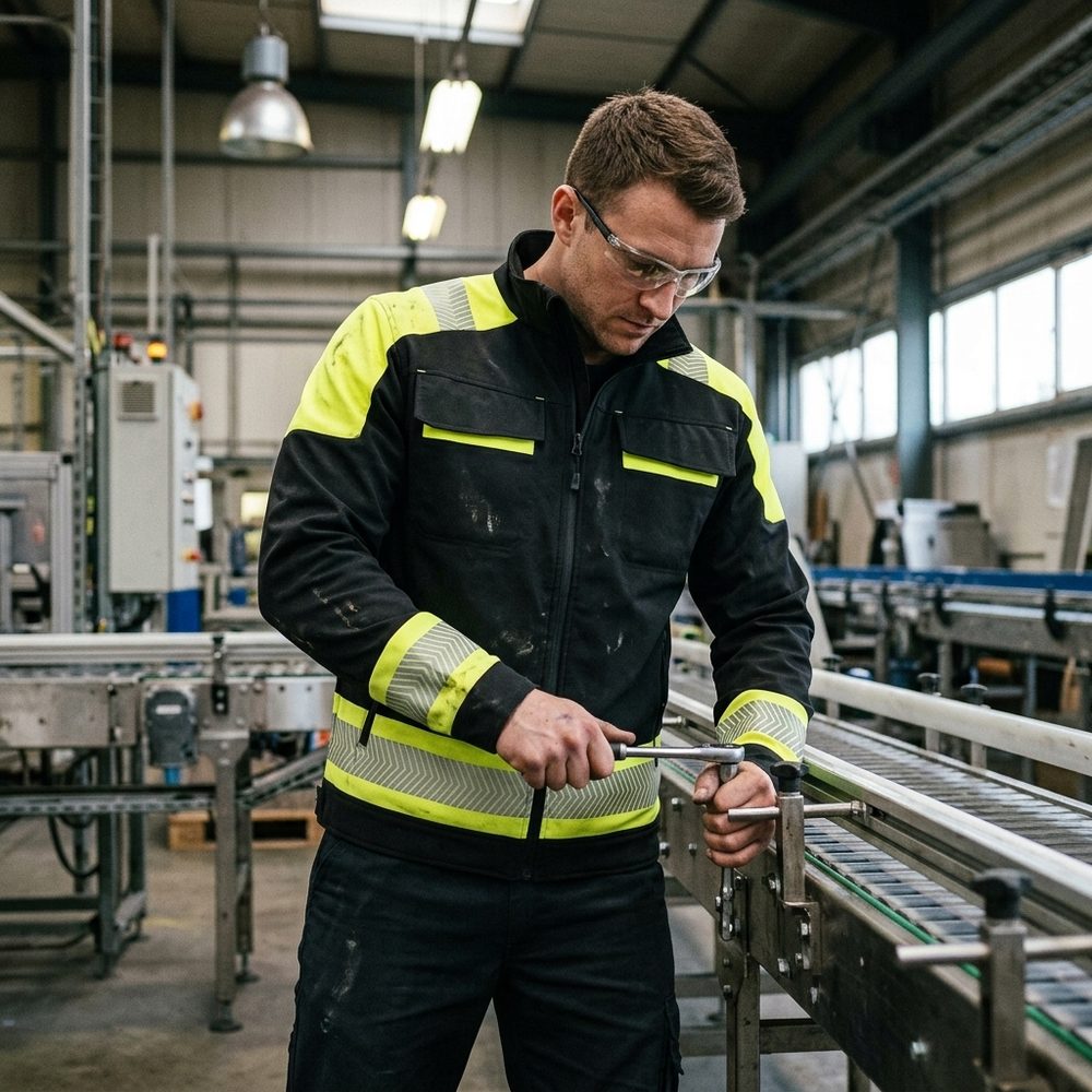Bluza robocza elastyczna Actiflex Neo — czarna z żółtymi wstawkami hi-vis, stretch 250 g/m²
