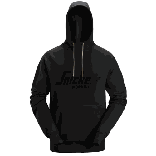 Bluza robocza z kapturem Snickers 2894 — czarna, bawełniana interlock 280 g/m², kieszeń kangurka