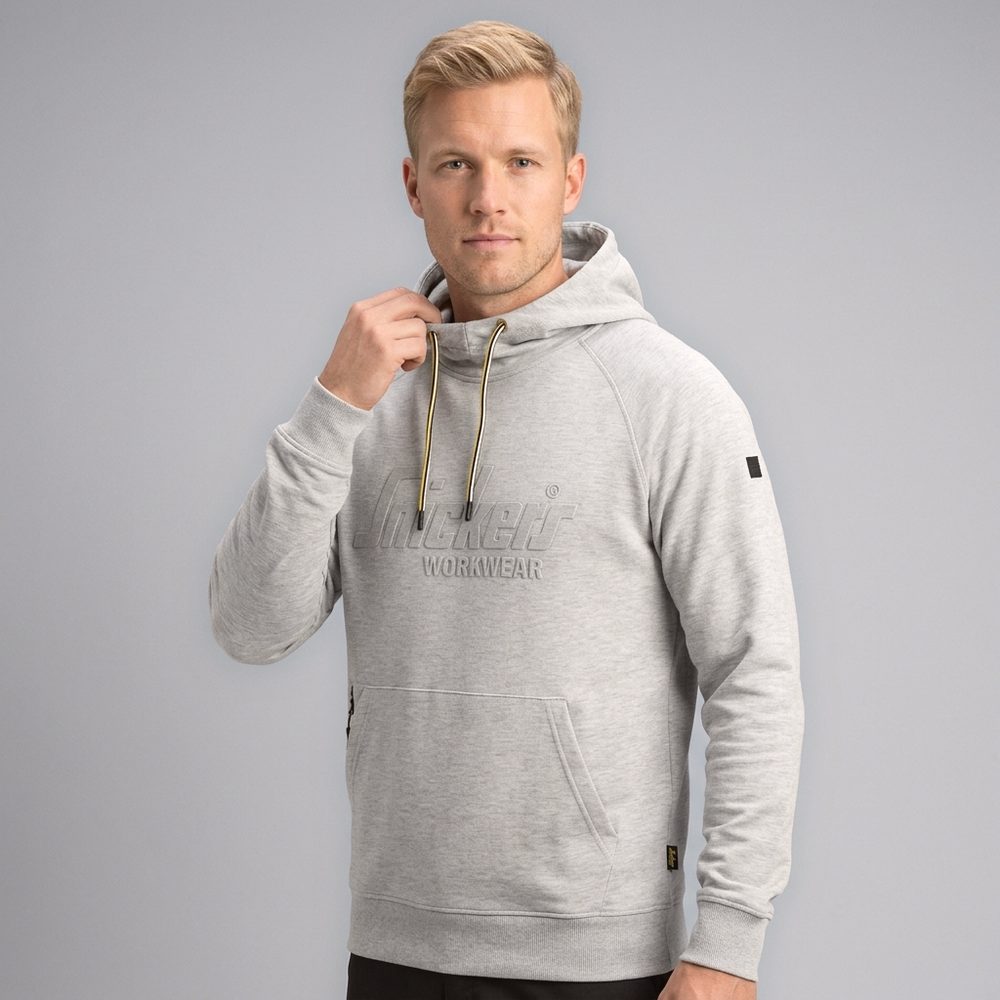 Bluza robocza z kapturem Snickers 2894 — szara, bawełniana interlock 280 g/m², kieszeń kangurka