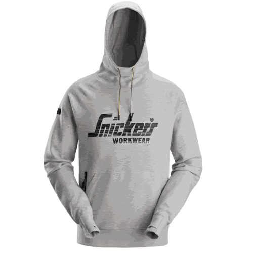 Bluza robocza z kapturem Snickers 2894 — szara, bawełniana interlock 280 g/m², kieszeń kangurka