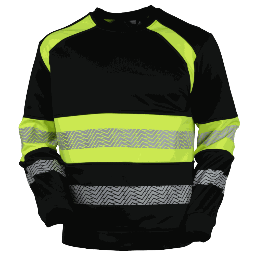 Bluza robocza 957 z polarem — wkładana przez głowę, czarna z żółtymi wstawkami i odblaskami