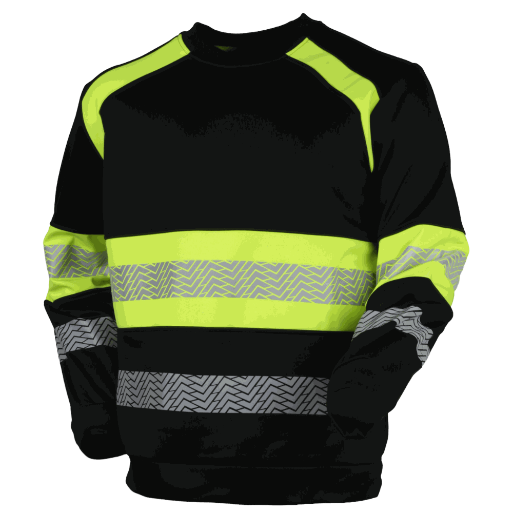 Bluza robocza 957 z polarem — wkładana przez głowę, czarna z żółtymi wstawkami i odblaskami