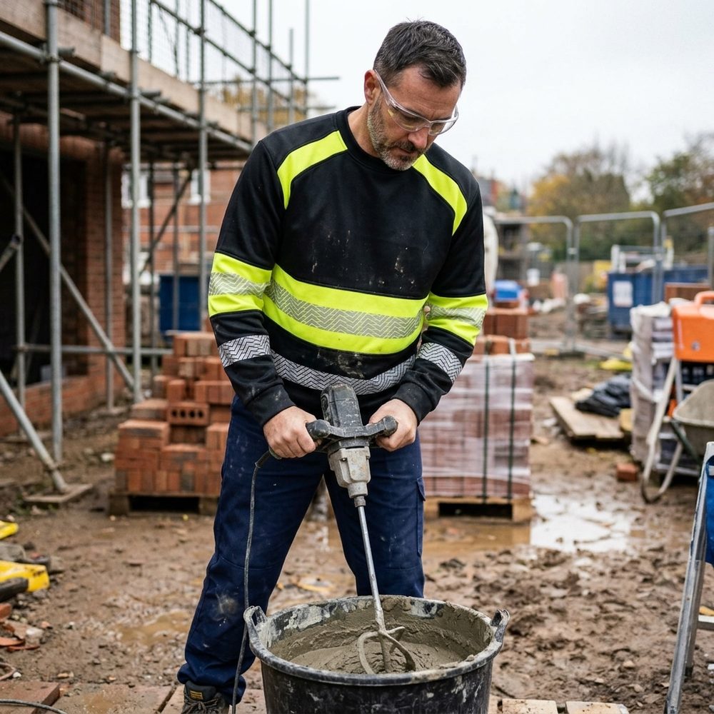 Bluza robocza 957 z polarem — wkładana przez głowę, czarna z żółtymi wstawkami i odblaskami