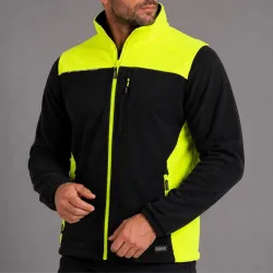 Polar roboczy Comfort Plus czarno-żółty — ciepły 350 g/m², zamek z osłoną, 3 kieszenie