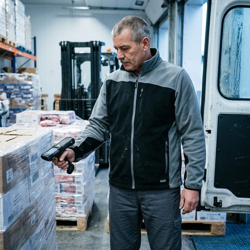 Polar roboczy Comfort Plus szaro-czarny — ciepły 350 g/m², zamek z osłoną, 3 kieszenie