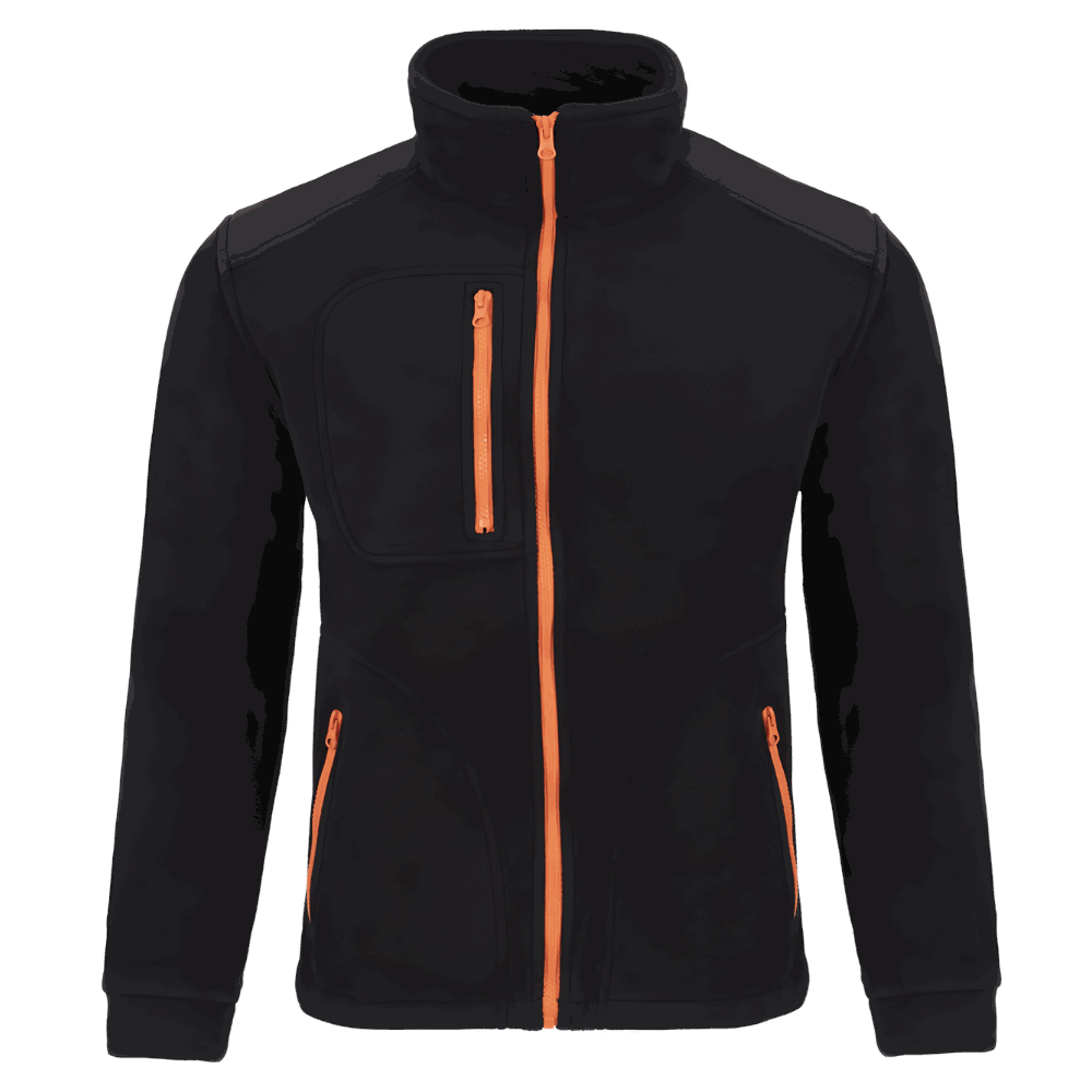 Polar roboczy JHK FLRA 340 czarny z pomarańczowym — gruby 350 g/m², antypilingowy, wzmocnienia