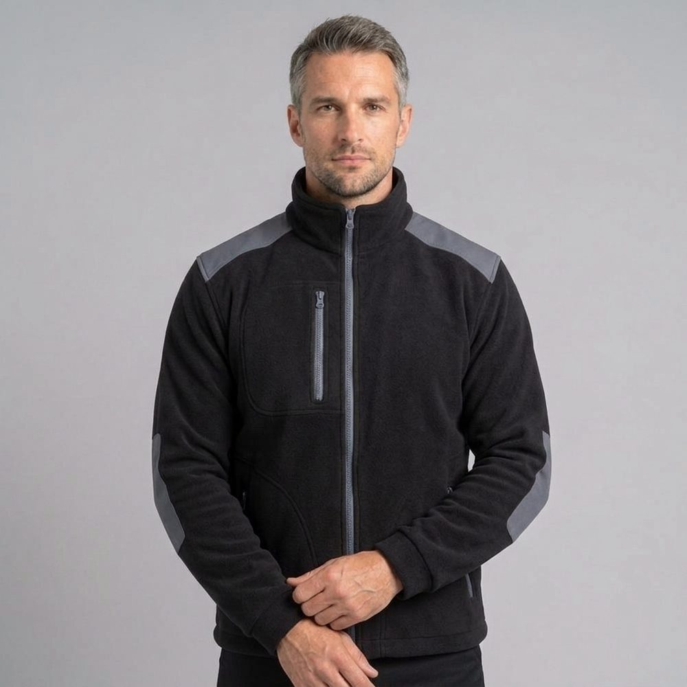 Polar roboczy JHK FLRA 340 czarny z szarym — gruby 350 g/m², antypilingowy, wzmocnienia
