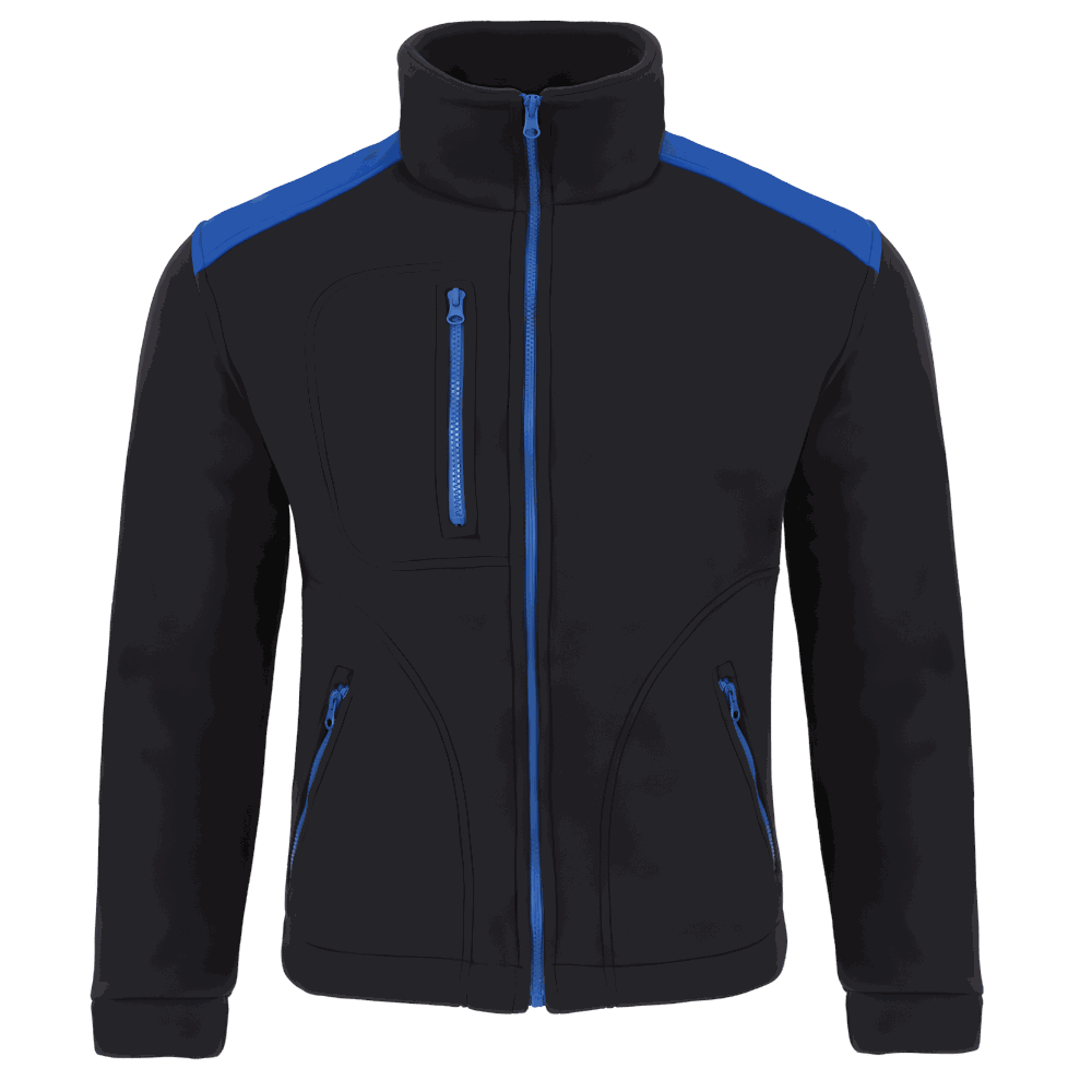 Polar roboczy JHK FLRA 340 czarny z niebieskim — gruby 350 g/m², antypilingowy, wzmocnienia
