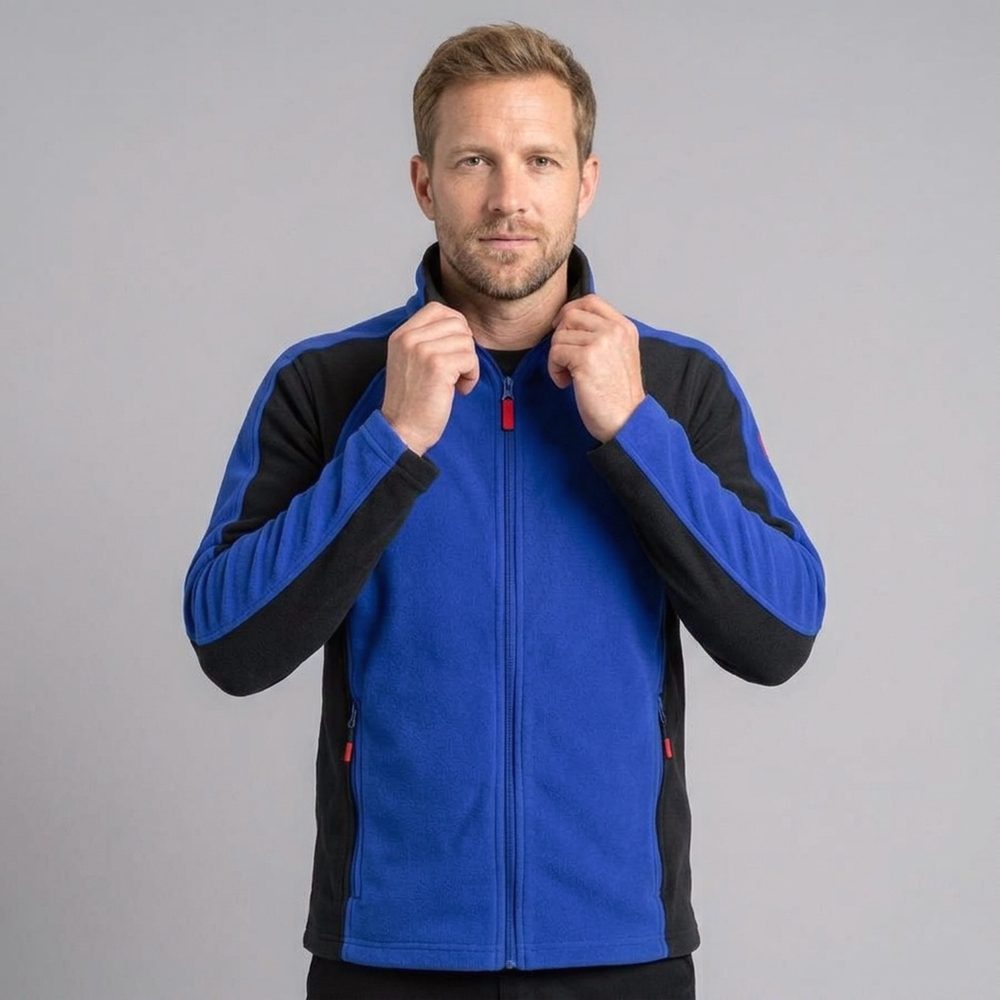 Kurtka polarowa robocza Engelbert Strauss dryplexx® micro — niebiesko-czarna, lekki mikropolar