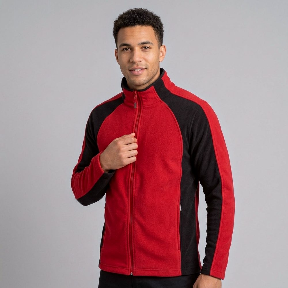 Kurtka polarowa robocza Engelbert Strauss dryplexx® micro — czerwono-czarna, lekki mikropolar